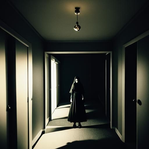 Creepy Shadow in Closet: Cinematic Film Still