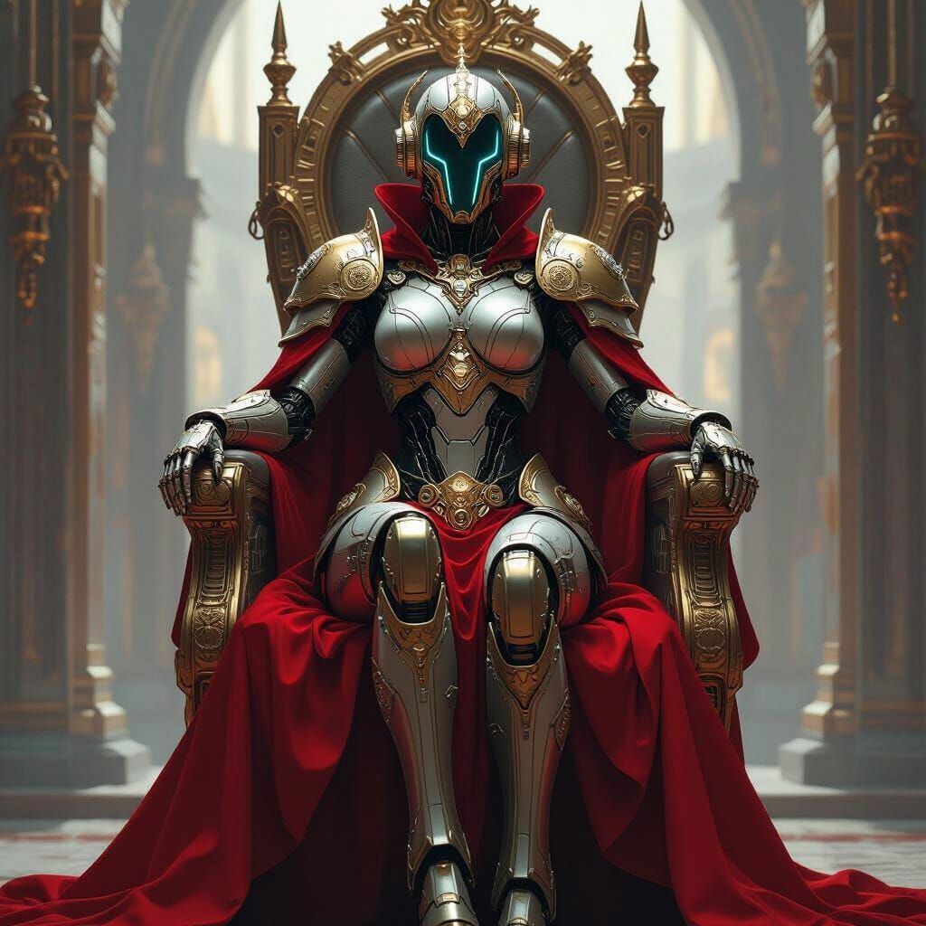 Cyborg Empress in Imperial Throne Room, Syd Mead Style