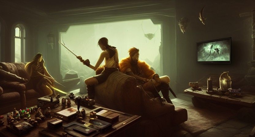 Cozy Fantasy RPG Room in Digital Matte Painting Style