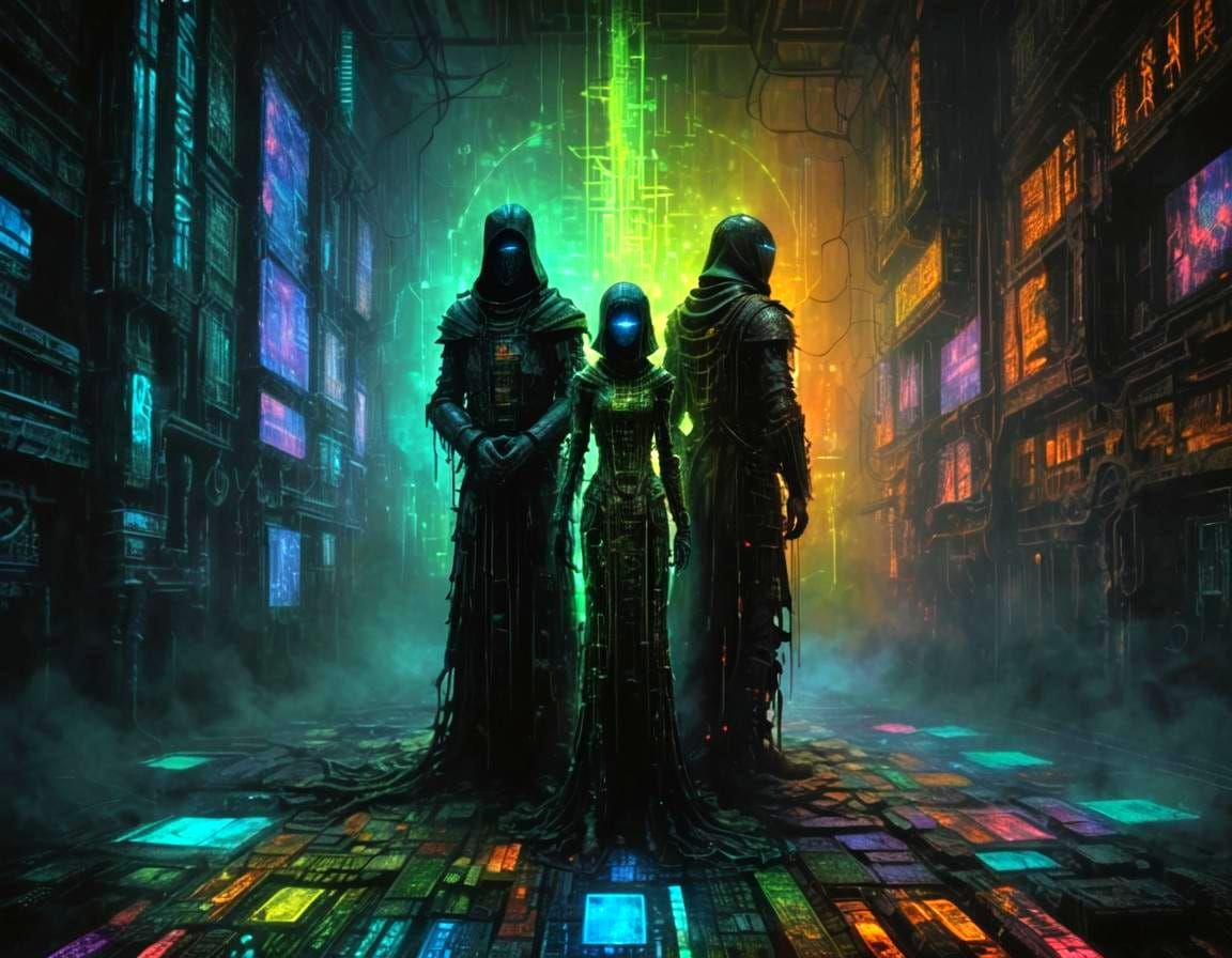 Vibrant Digital Matrix in a Dark Fantasy Style