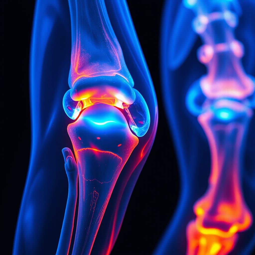 Bioluminescent Joints Through Translucent Blue Skin