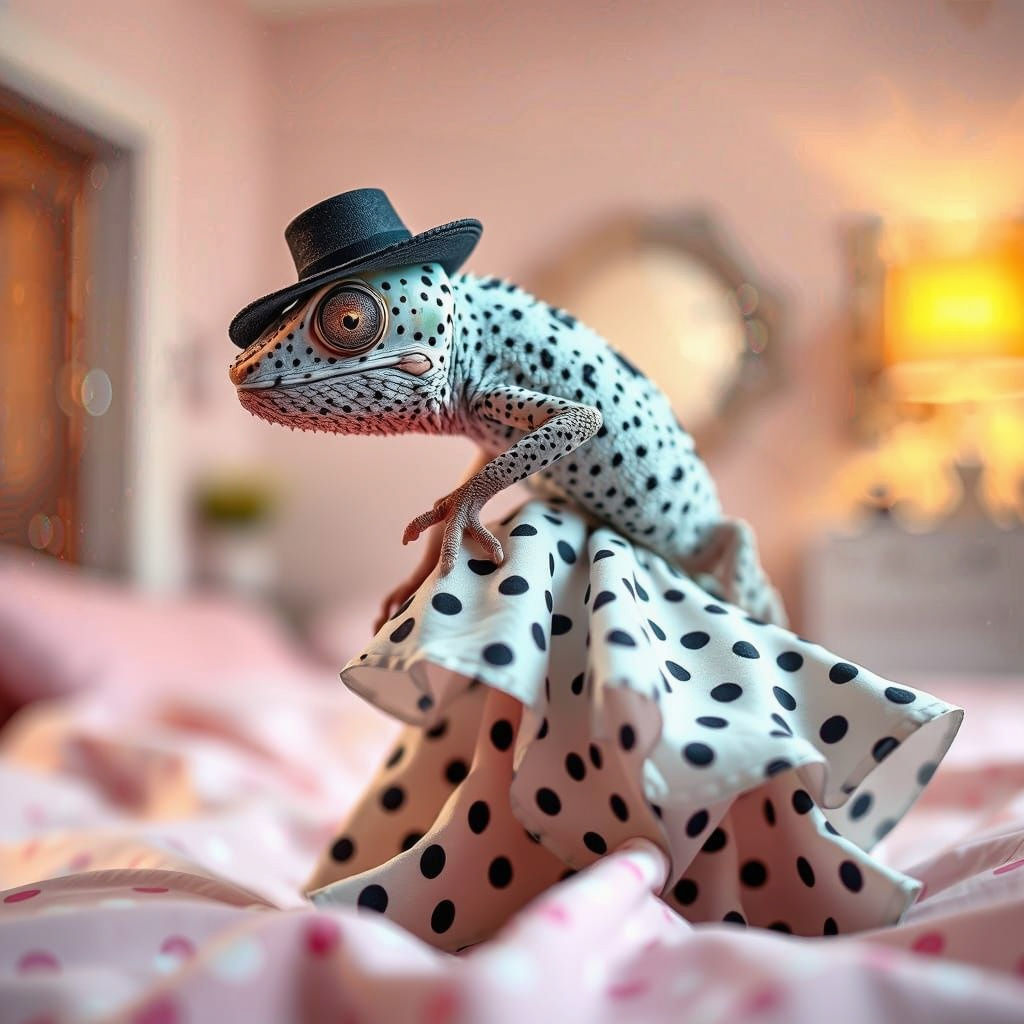 Polka Dot Chameleon Camouflage: Hyperrealistic Photography