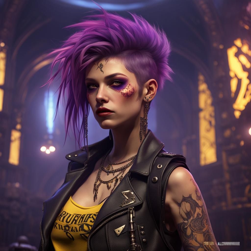 Punk Rock Girl in Dark Fantasy Concept Art