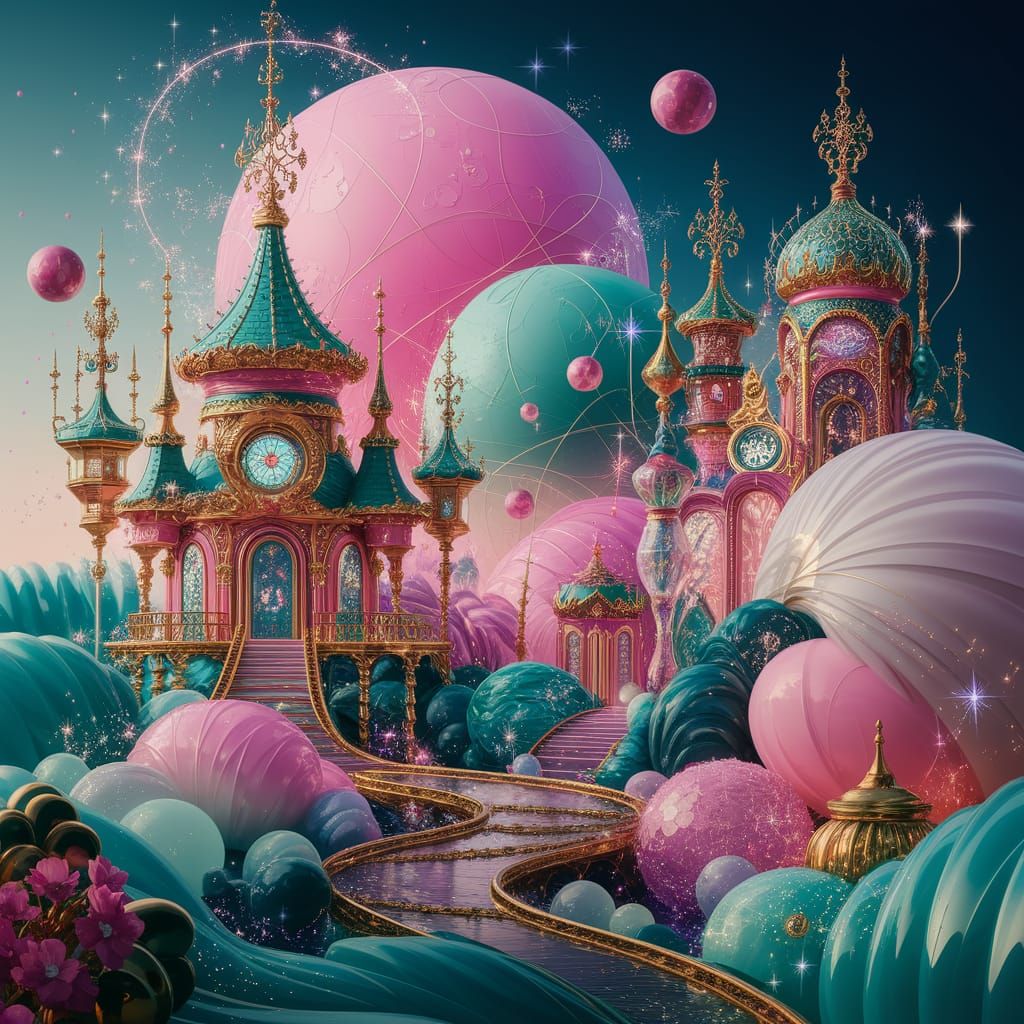Magical Fairytale Land Illustration in Whimsical Style
