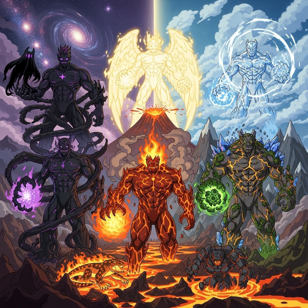 Primordial Titans in Studio Trigger Anime Style