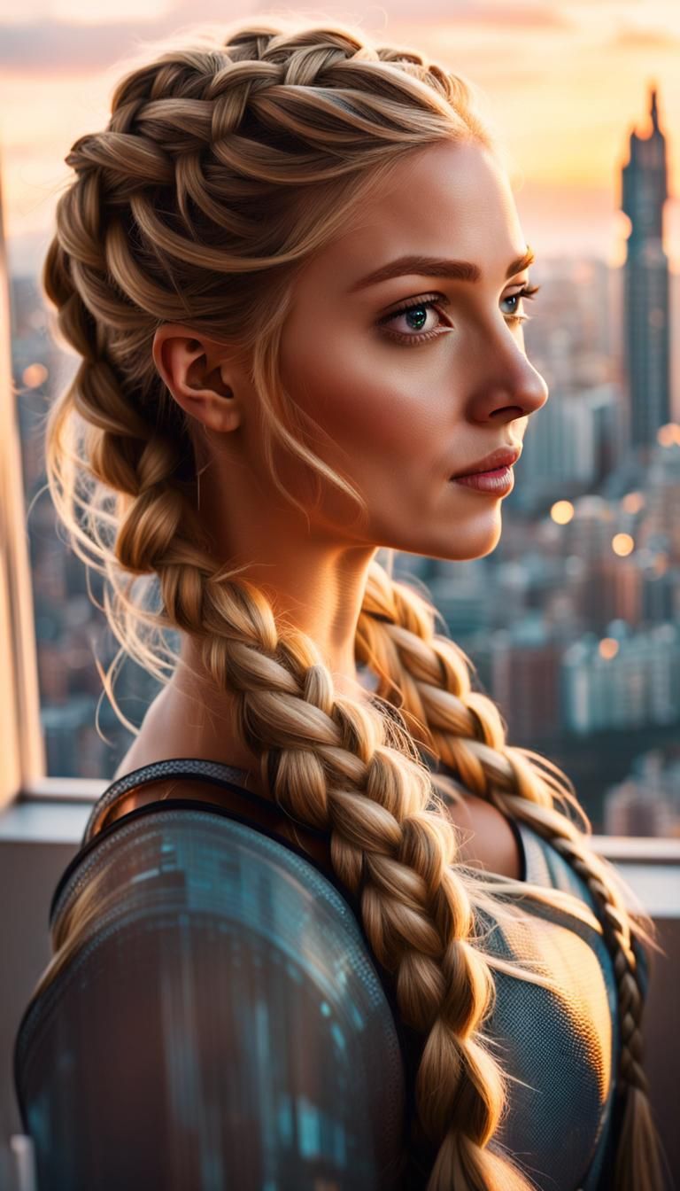 Rapunzel in Cyberpunk Setting with Long Braid