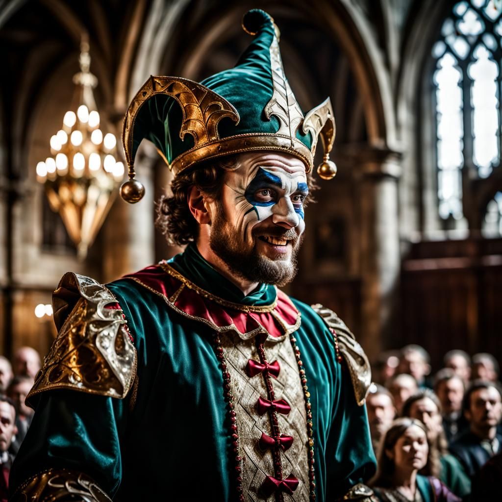 Court Jester Performance in Great Hall: 8K Photo