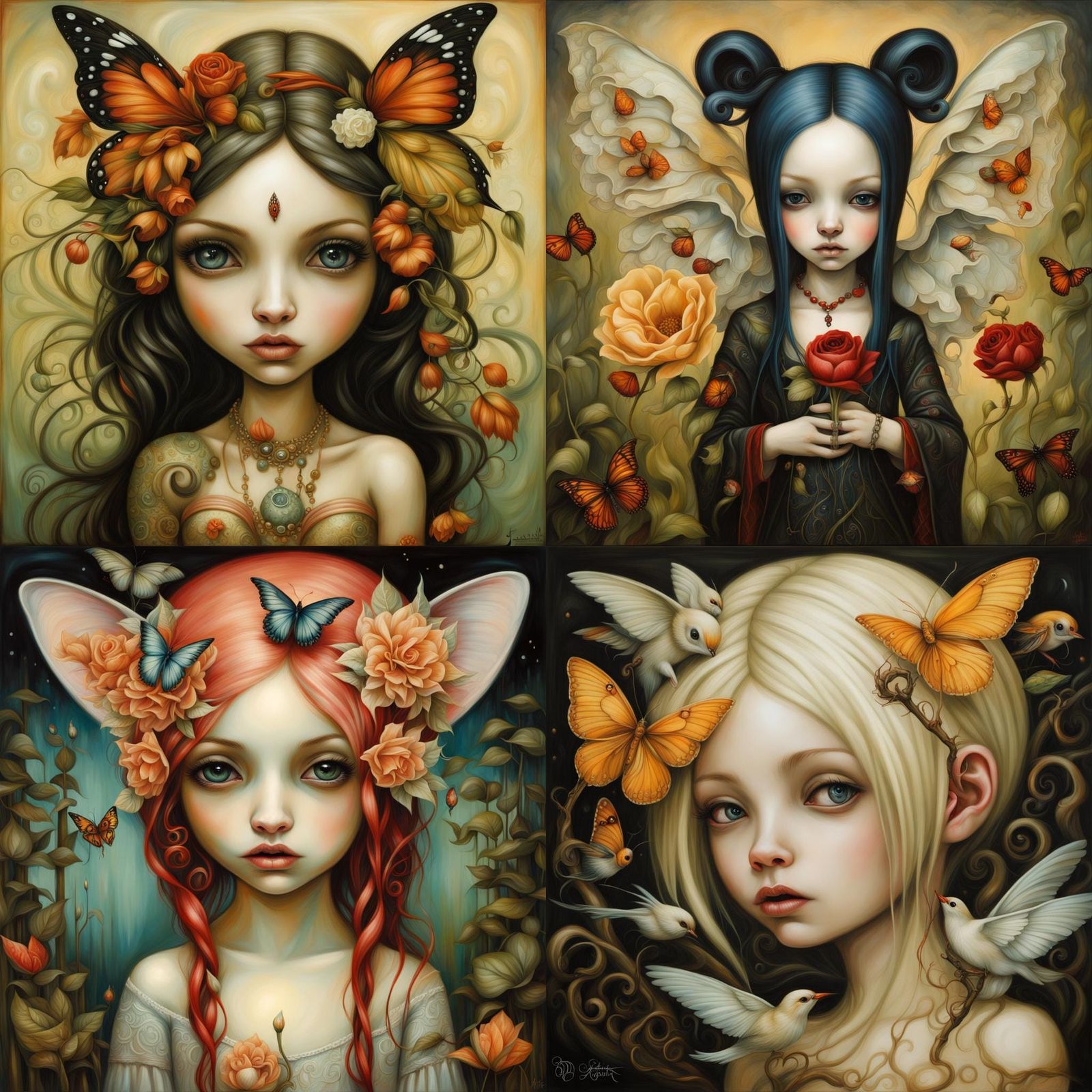 Ethereal Fairy Portrait in Gothic Surrealist Style