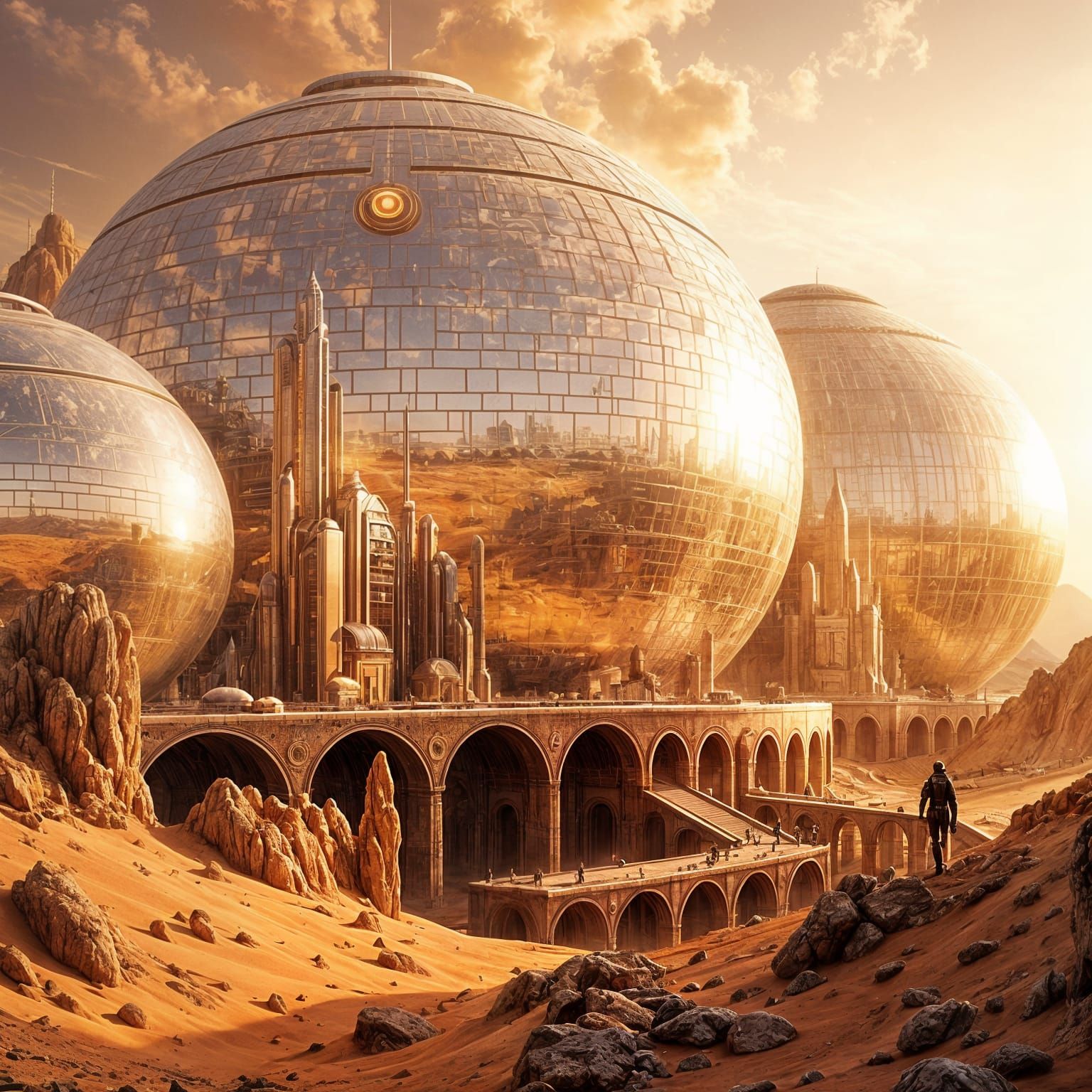 Sur Mars, des villes futuristes sont construites à l'intérie...