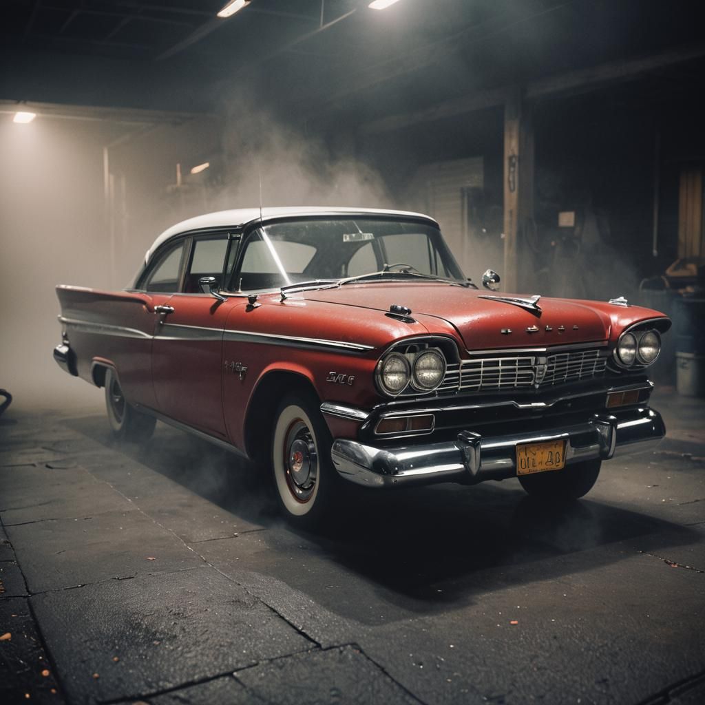 Dramatic Film Still of 1958 Plymouth Fury