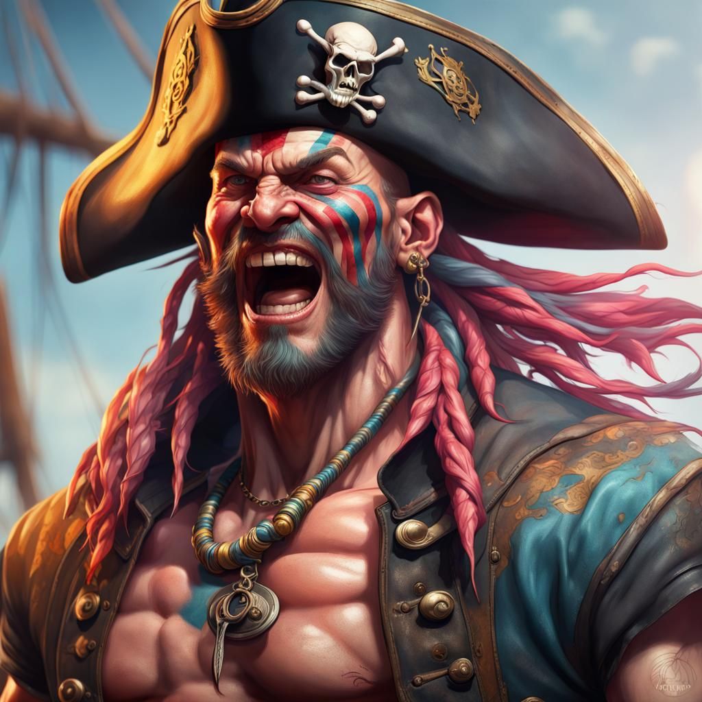 Colorful Pirate Portrait with Dynamic Lighting