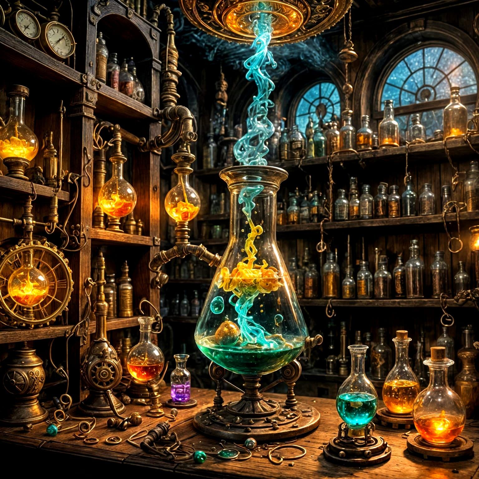 Glowing Alchemist Beaker with Magical Vintage Look