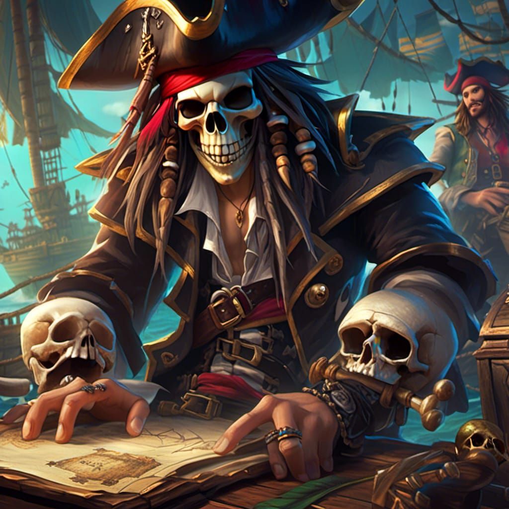 Pirate Skull Character Portrait in Movie Art Style