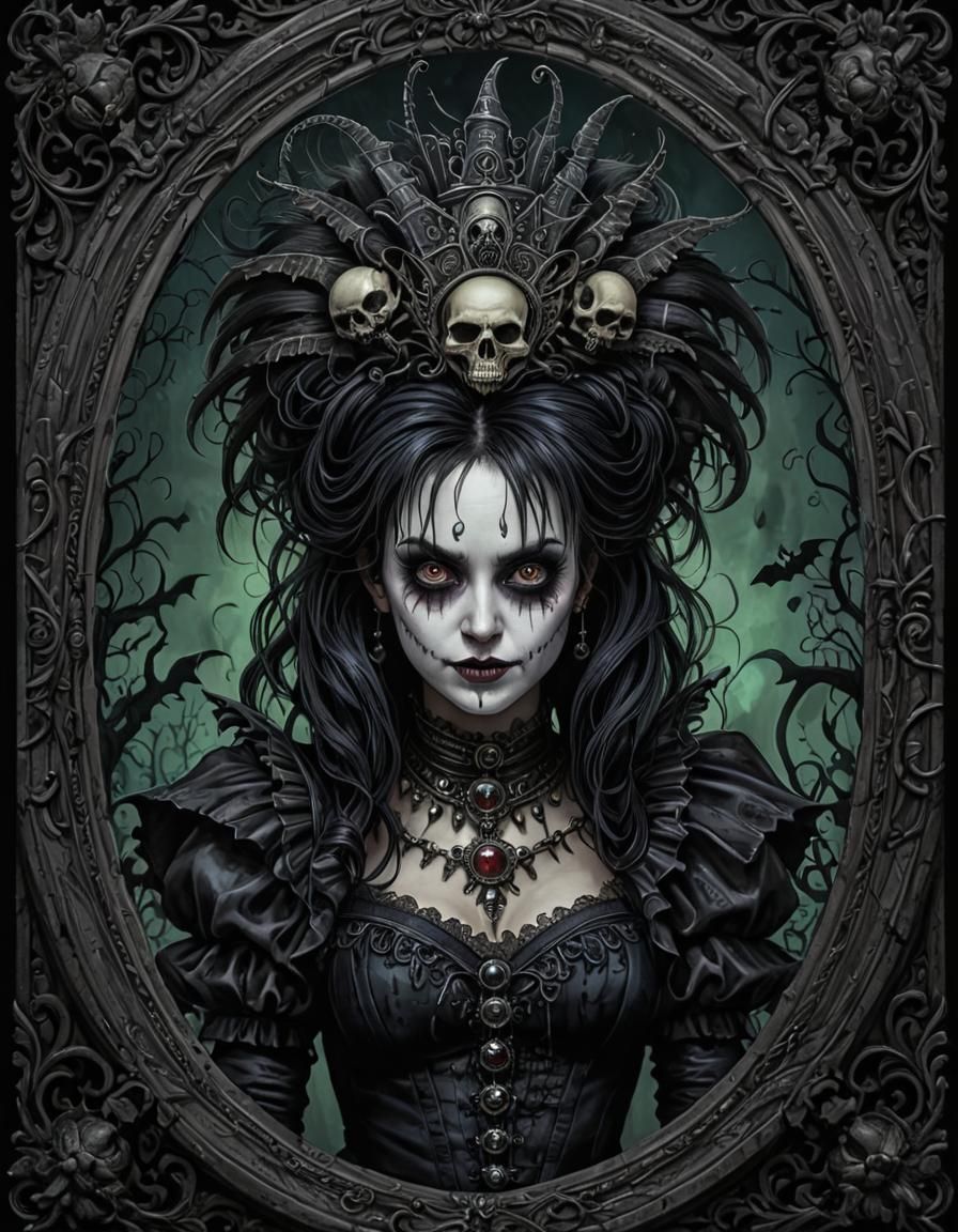 Halloween: Beetlejuice's Lydia Deetz in Dark Fantasy Style