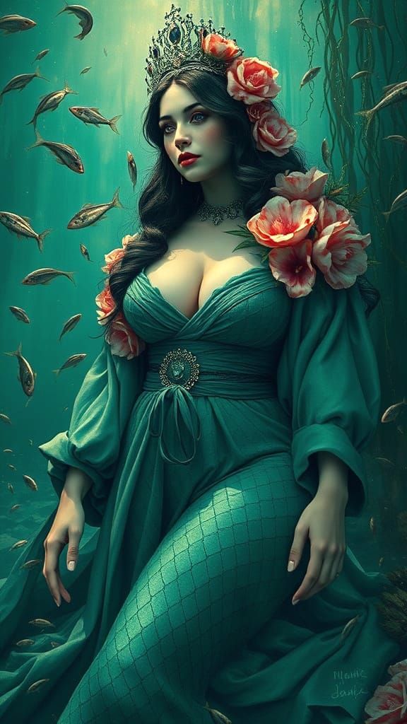 Ice Mermaid Queen in Matte Painted Style