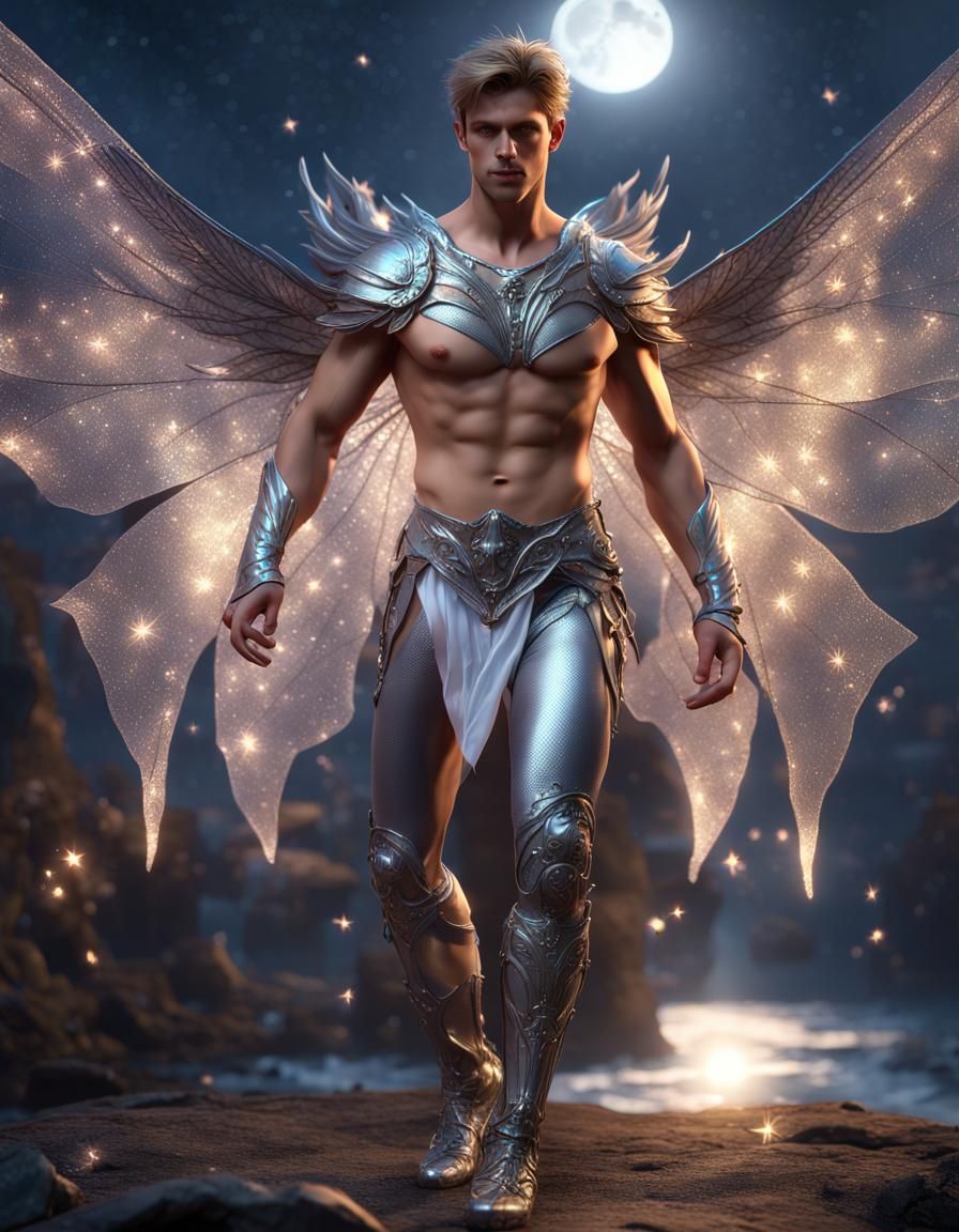 Fairy Prince with Luminous Wings in Detailed Digital Art