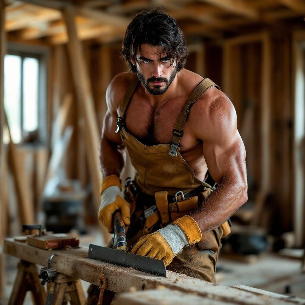 Construction Worker Portrait in Hyper-Realistic Style