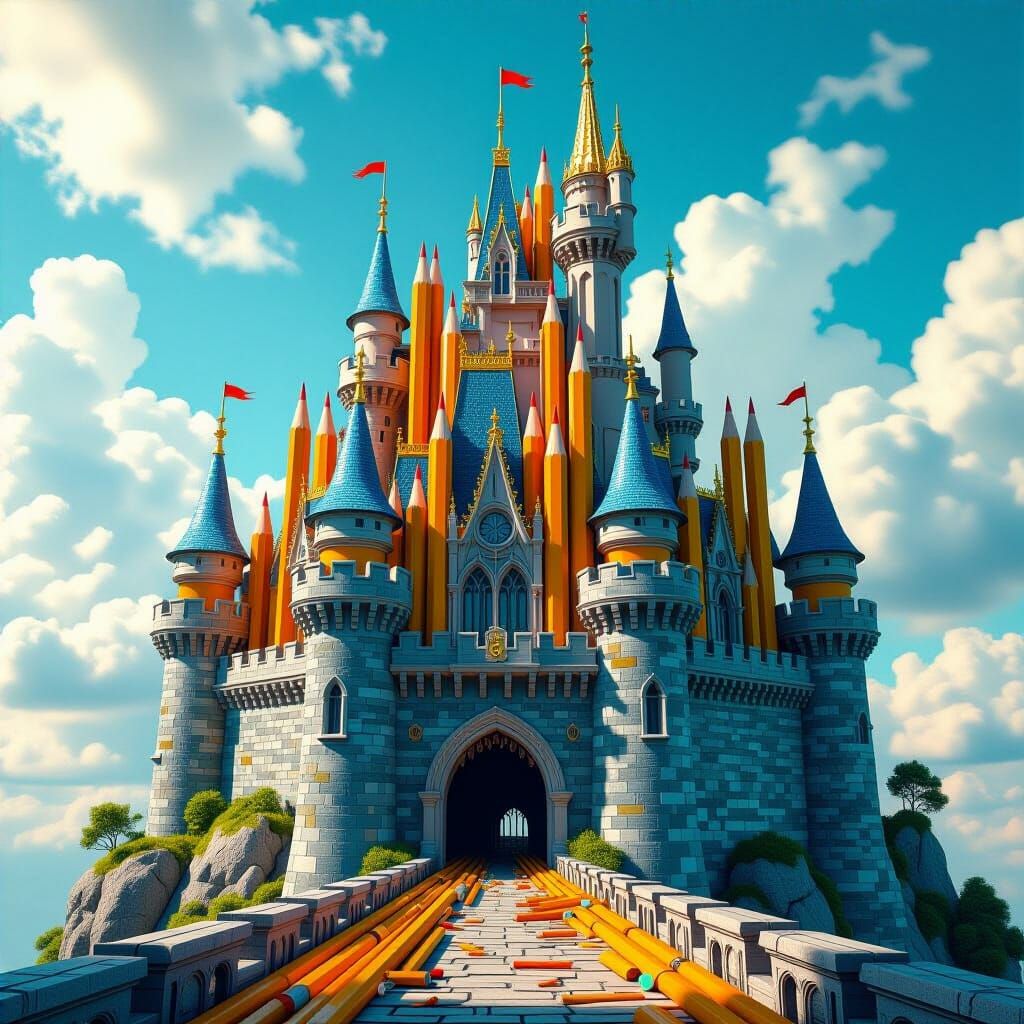 Fantastical Pencil Castle Mid-Metamorphosis