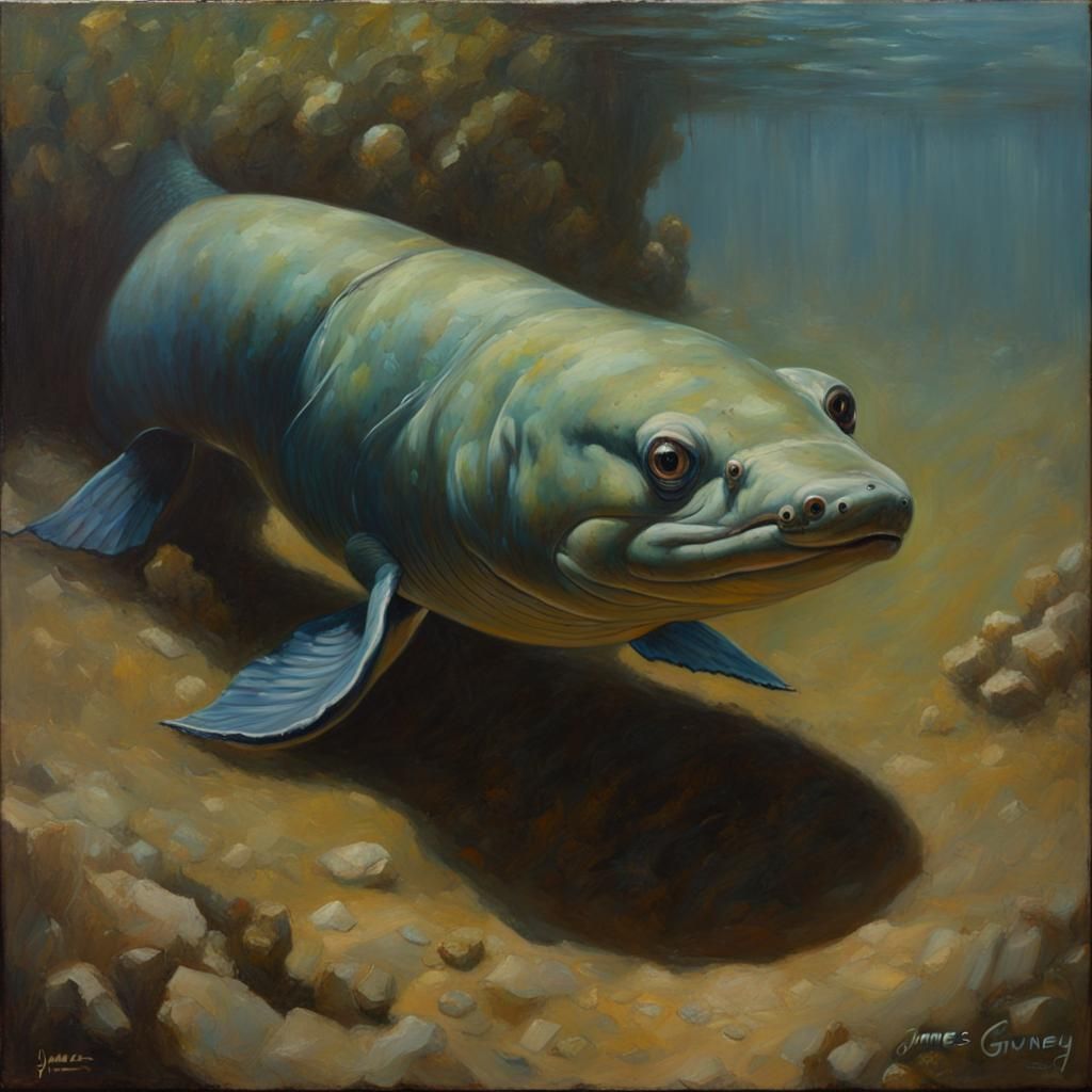 Electric Eel in Oil Painting Style
