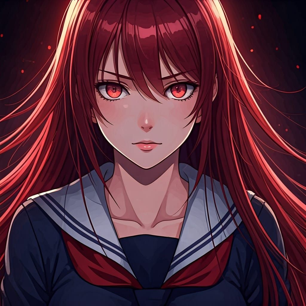 Dramatic Anime Yandere Portrait in Studio Trigger Style