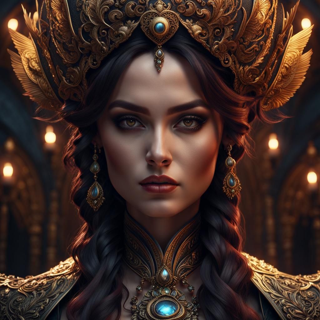 Captivating Evil Woman: A Fantastical Digital Painting