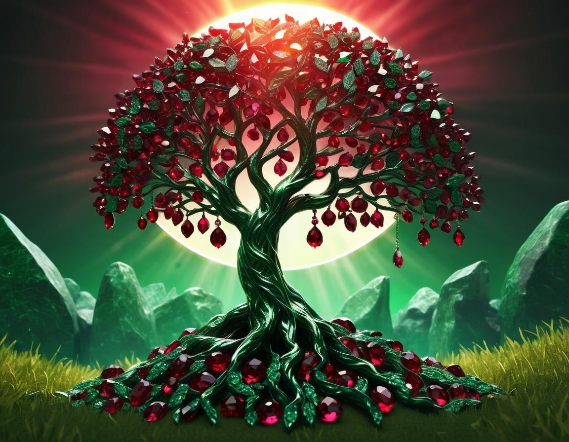 Glorious Emerald Field under Ruby Sun