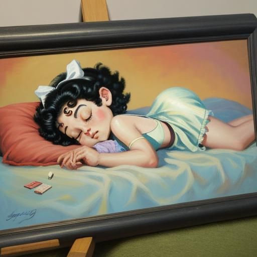 Betty Boop Sleeping: Oil Painting by Gurney