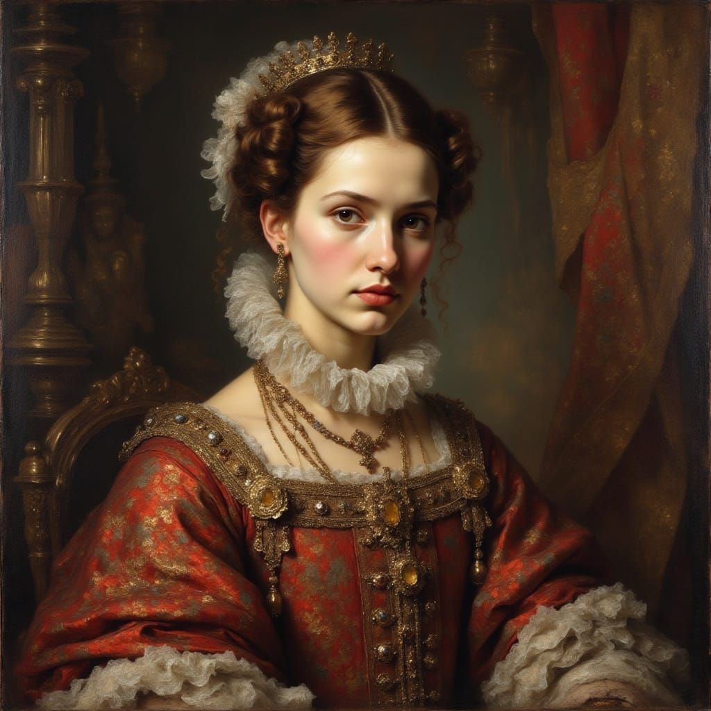 16th Century Queen in Rembrandt Style