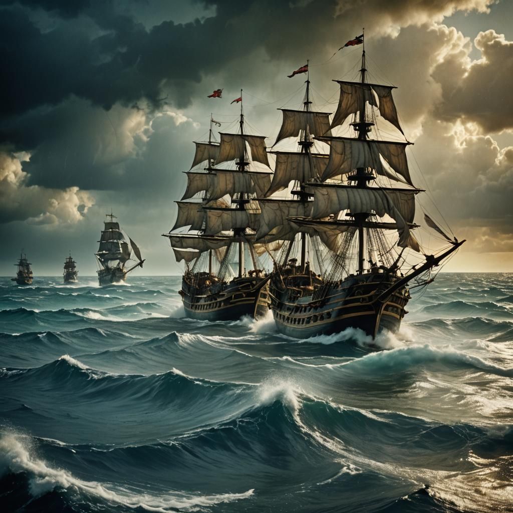 Epic Pirate Ship Battle in Stormy Seas