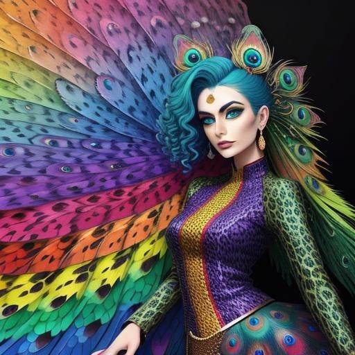 Abstract Portrait of a Woman with Dragon Scales