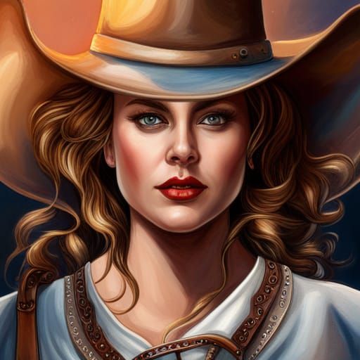 Western Cowgirl Meets Alien in Detailed Matte Painting