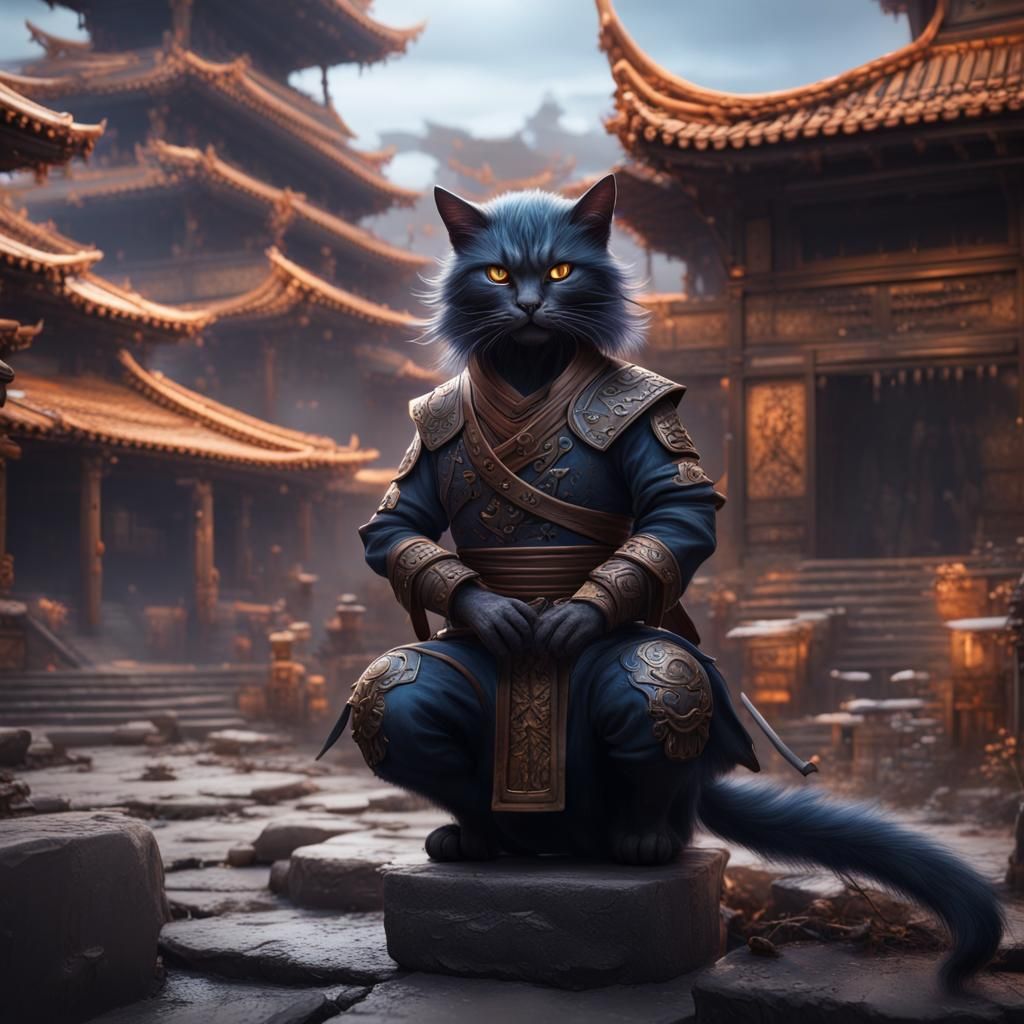 Fantastical Ninja Cat Concept Art