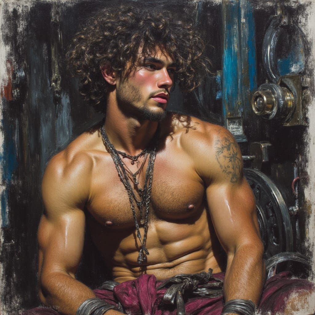 Powerful Greek God Portrait in Rich, Vibrant Style