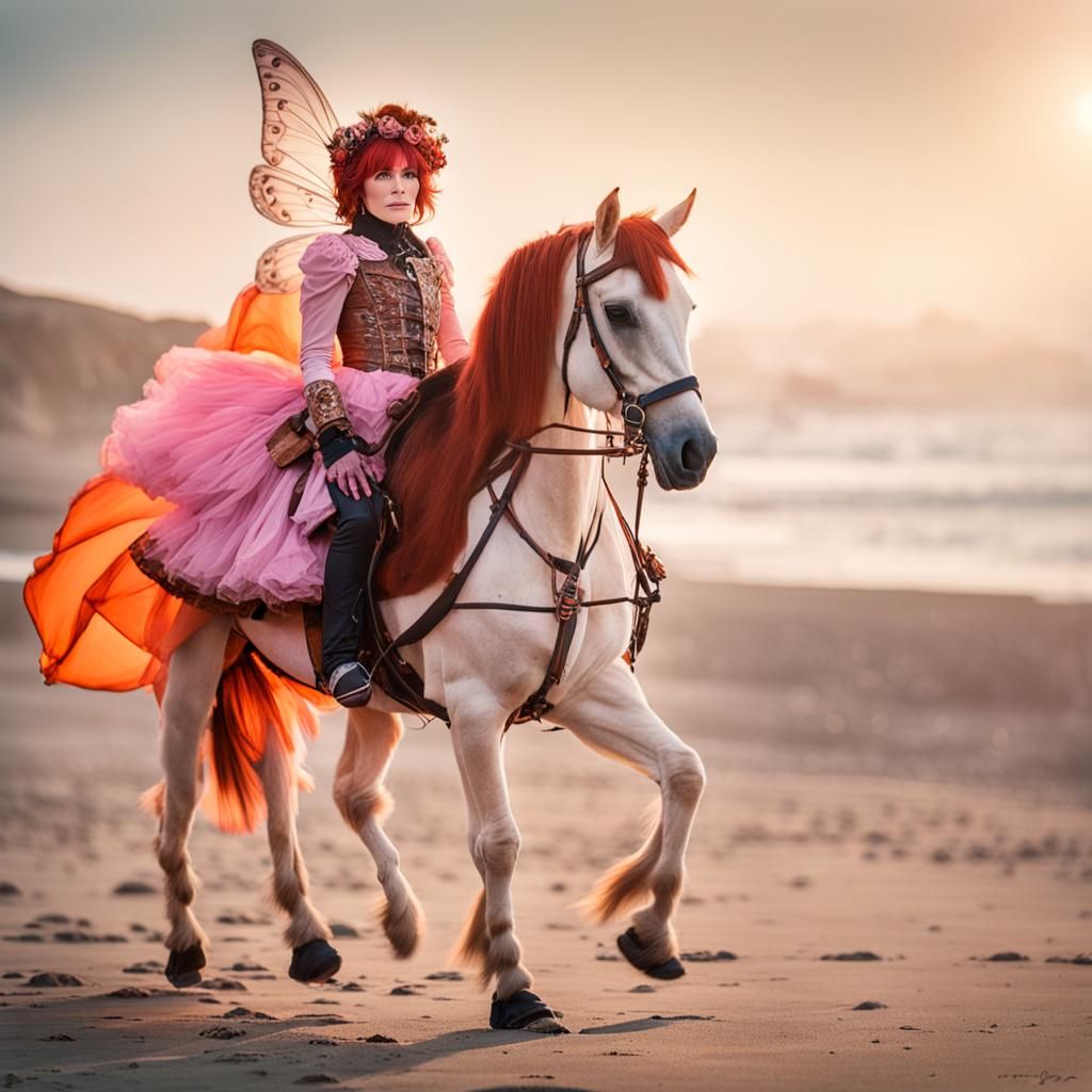 Steampunk Fairy Portrait on California Beach