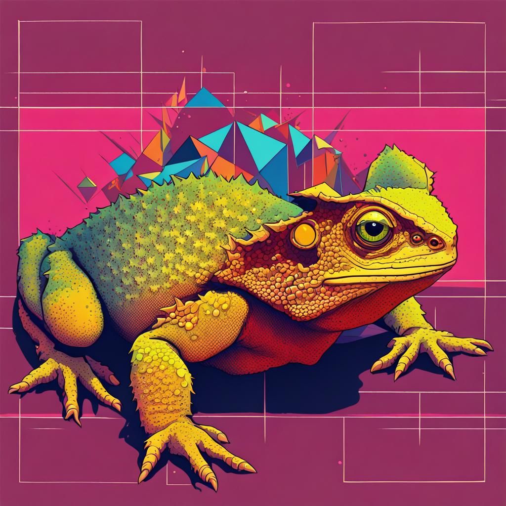 Pop Art Horned Toad Lizard in Bauhaus Style