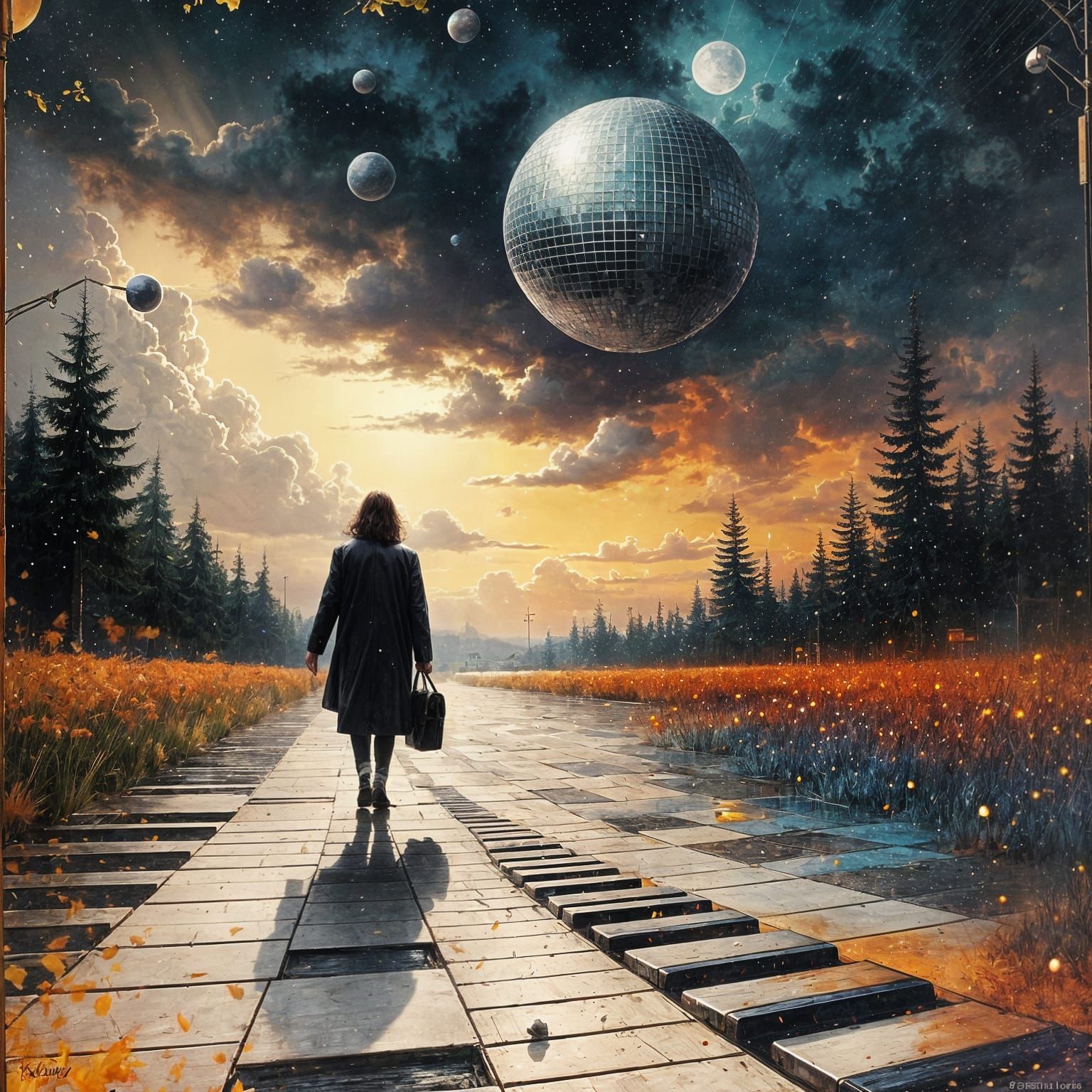 Surreal Piano Street Transforms to Disco Boxing Ring