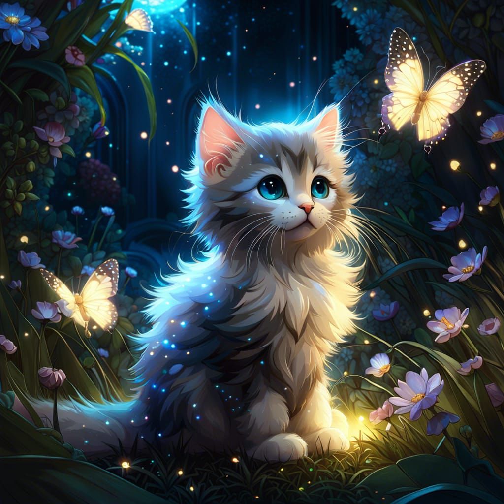 Furry Kitten Princess in Starry Garden