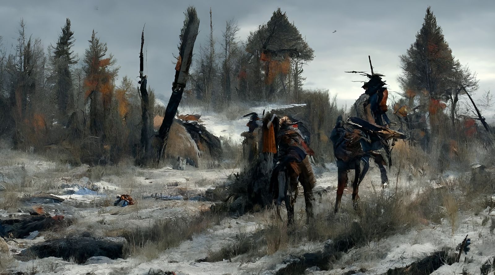 Native American Ambush: Detailed Matte Painting