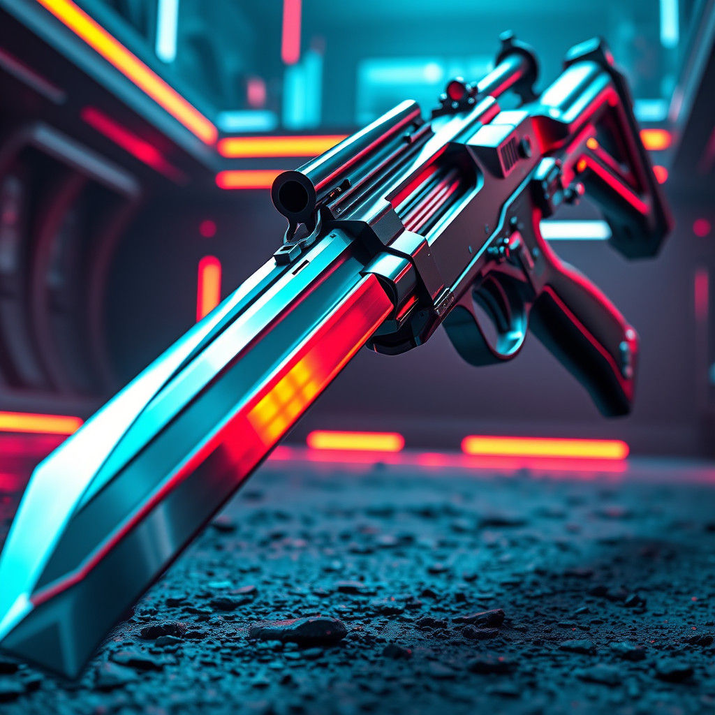 Futuristic Shotgun Sword with Integrated Blade in 8K