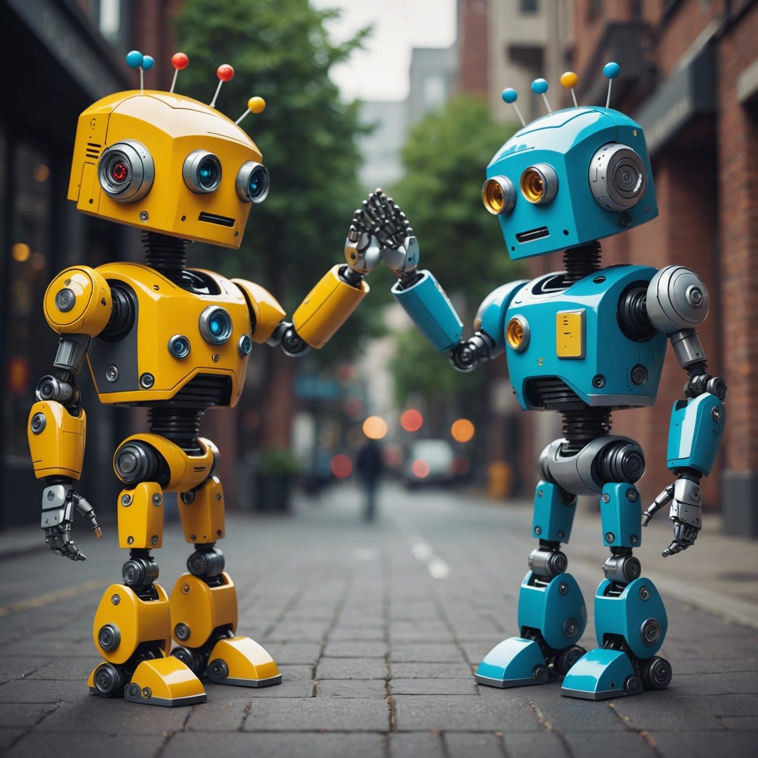 Robots Share a Cheerful High Five