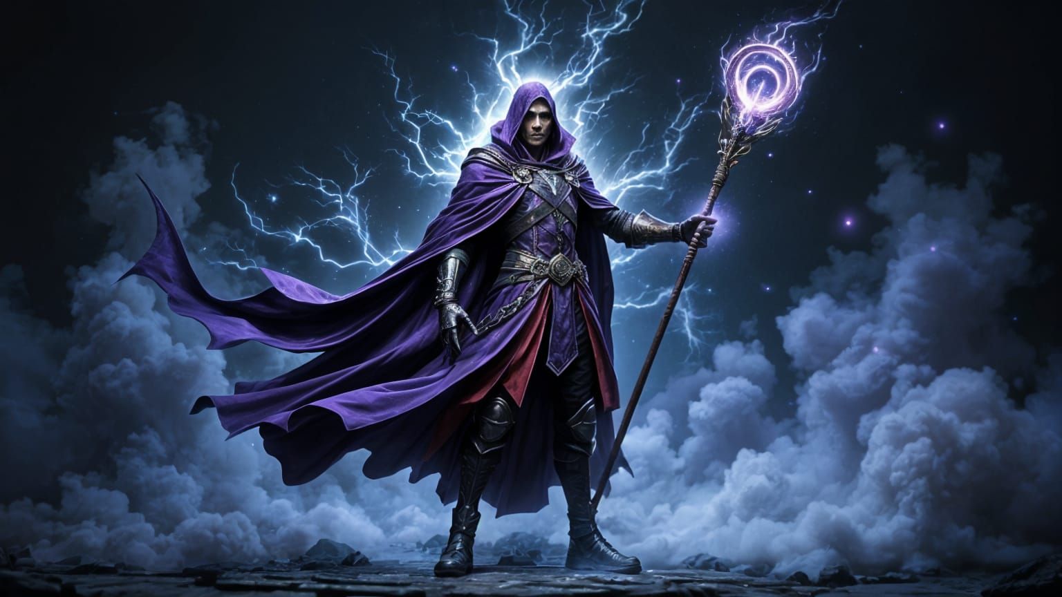 Mystical Sorcerer in Whirling Mist