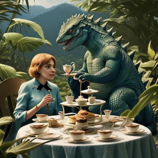 Godzilla Hosts a Tea Party for Lizards