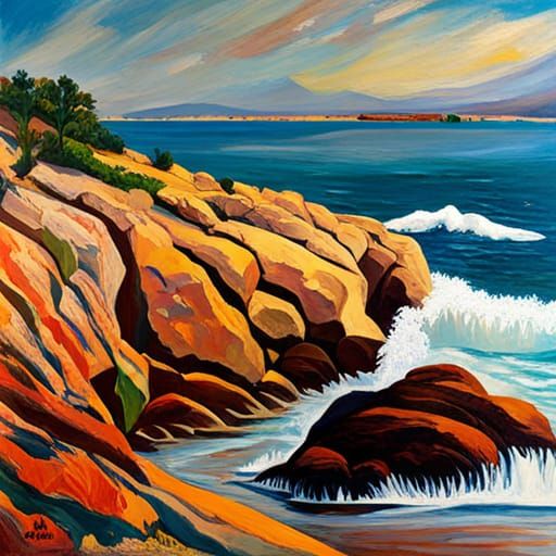 Coastal Portrait of Rocky Balboa, Oil Painting