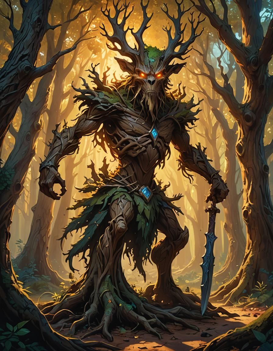 Treant Warrior in Enchanted Forest Concept Art