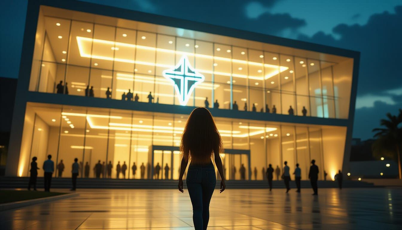 Frightened Woman Flees Modern African Megachurch at Night