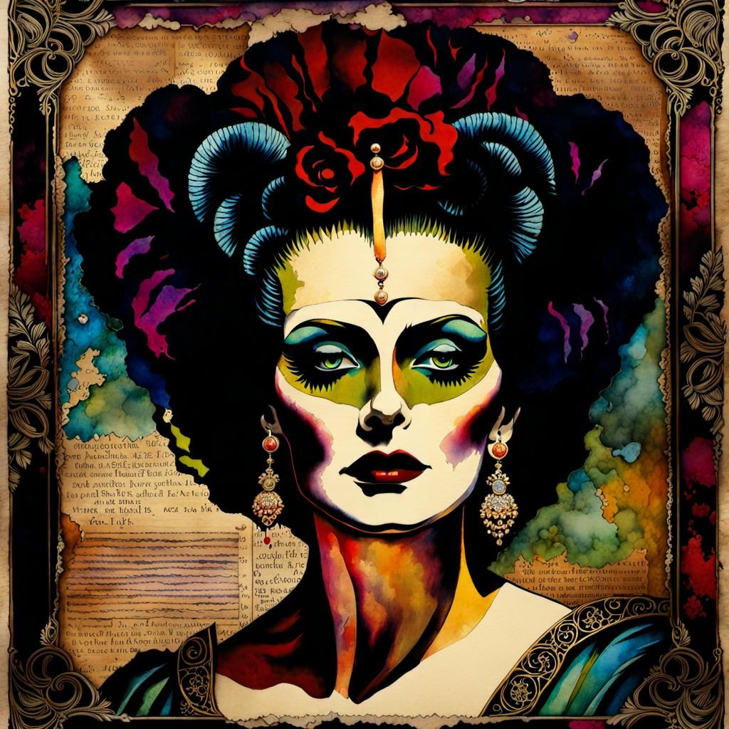 Bride of Frankenstein in Vintage Macabre Style