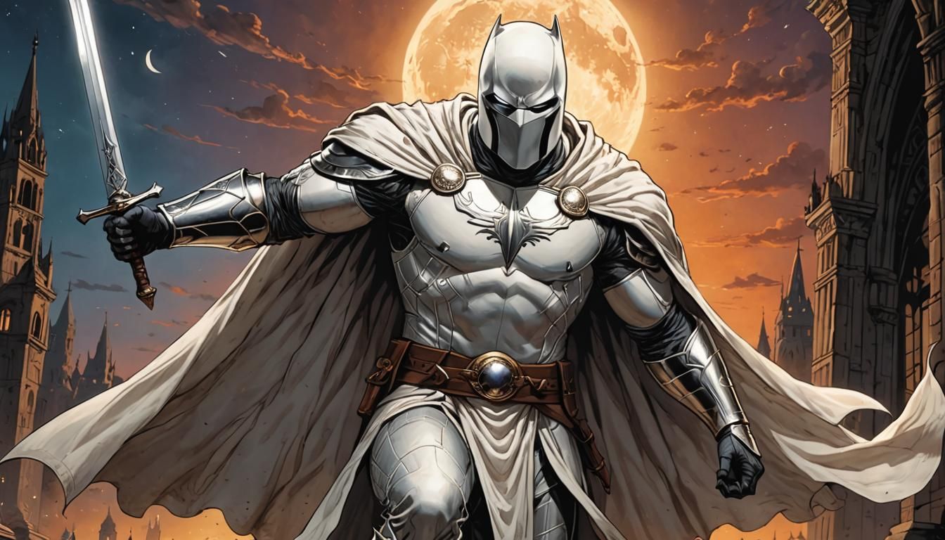 Moon Knight with Sword in Cinematic Style