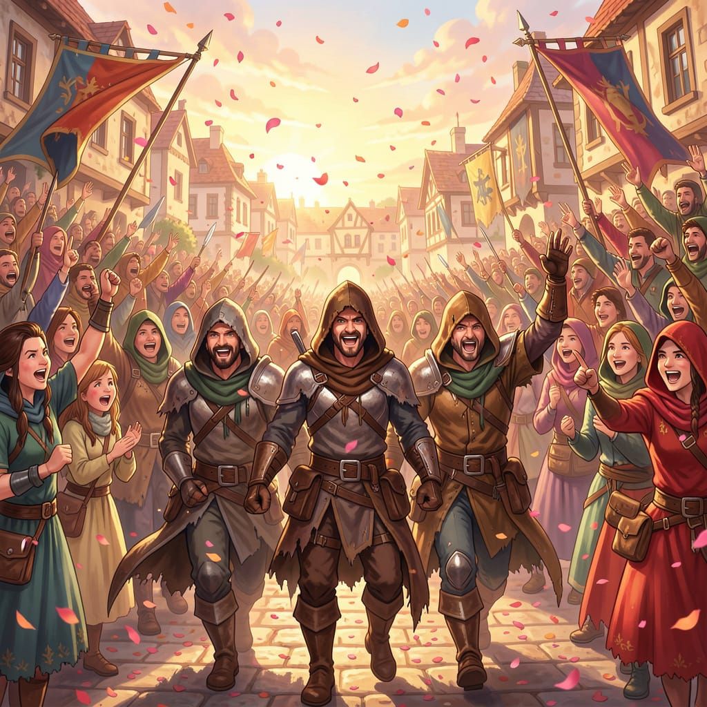 Triumphant Adventurers Return Home to Cheering Crowds