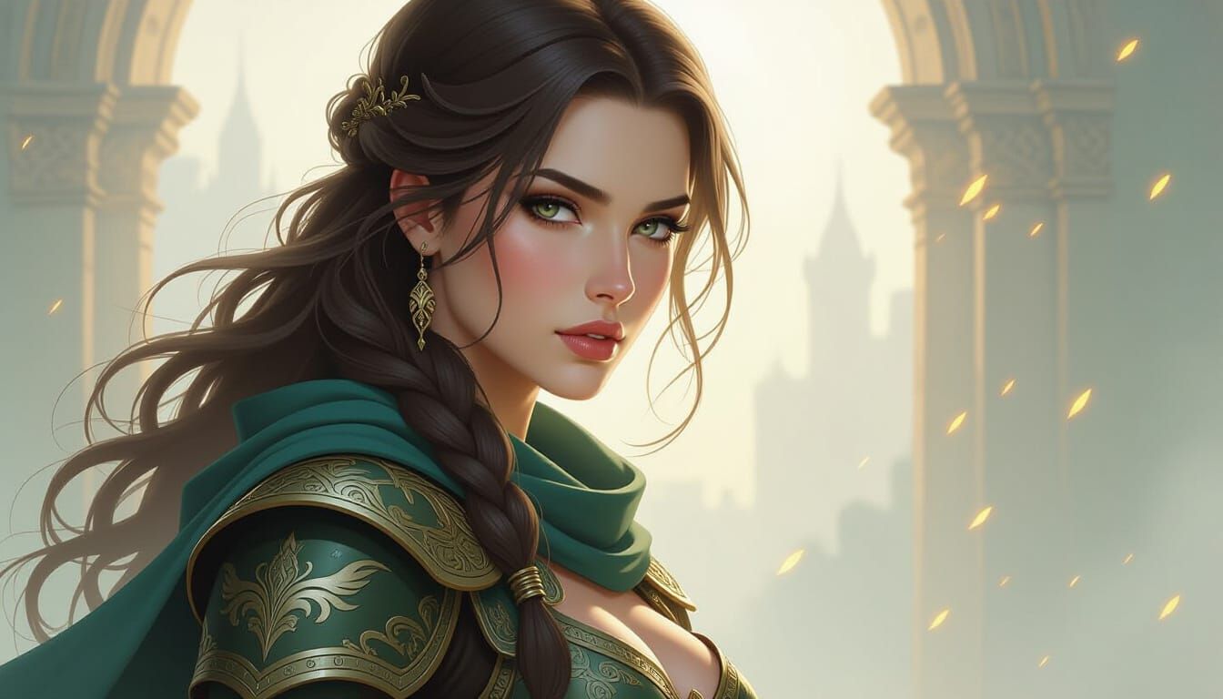 Resilient Female Warrior in Ethereal Light