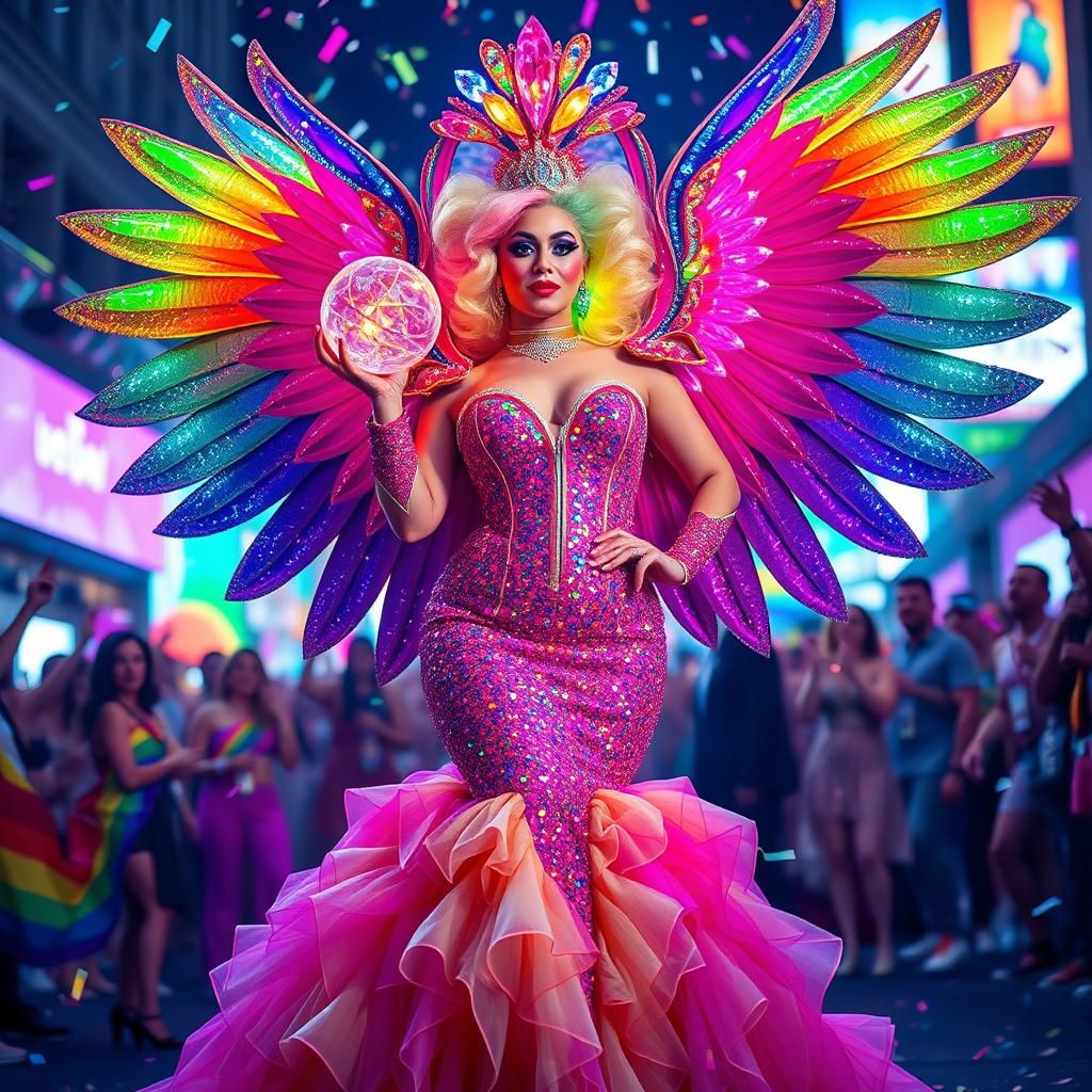 Rainbow Drag Queen at Pride Parade